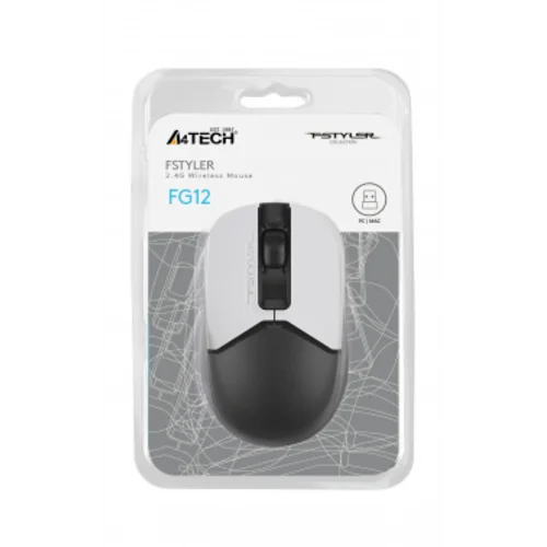 Мышь A4Tech Fstyler FG12 Panda белый/черный оптическая (1200dpi) беспроводная USB (3but)